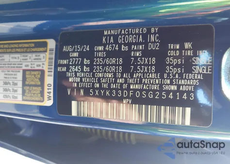 2025 Kia Sportage Ex from USA, damaged, VIN 5XYK33DF0SG254143